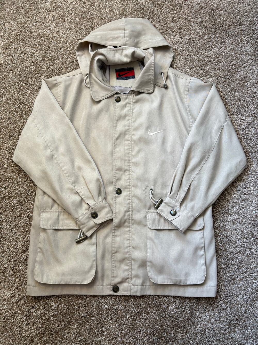 Vintage Nike Premier Utility Field Jacket w/ Hoodie Mens Size XL Tan